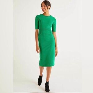 NWT Boden Kate Stitch Ponti Midi Dress Green Size 8 Petite Casual Business